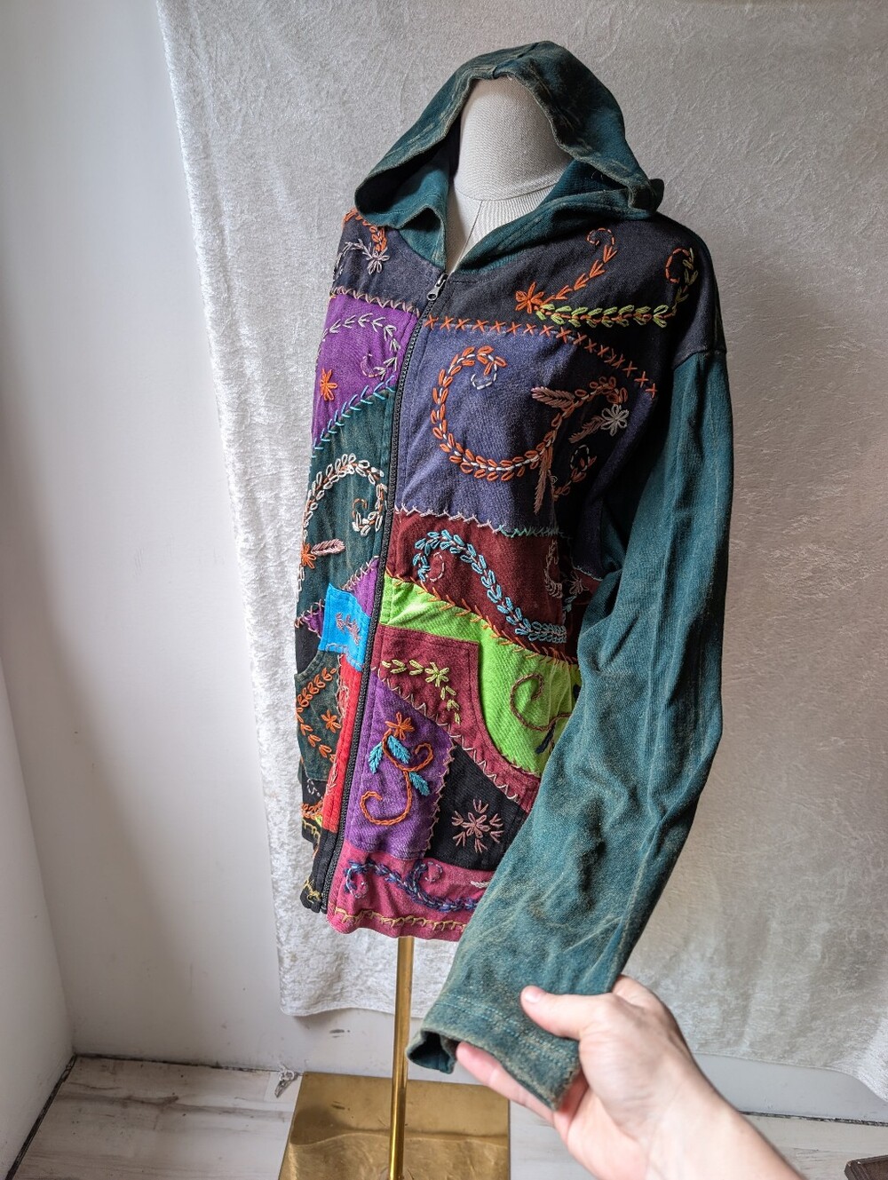 Rising Tide Made In Nepal Zip Hoodie 3x Neutral Hippie Boho